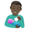 Man Feeding Baby- Dark Skin Tone emoji on Emojione